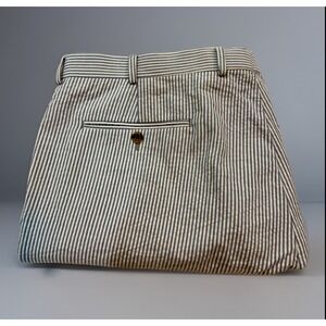 Stafford Mens Classic Fit Seersucker Blue White Striped Cotton Dress Pants 42x30